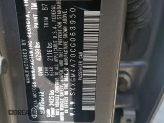 2012 Kia Optima LX with VIN 5XXGM4A70CG063950, listed as a Copart auction lot 54196405 with 93,291 mi miles and Salvage Title. Bid and sale history available at carsss.com. Image 12.