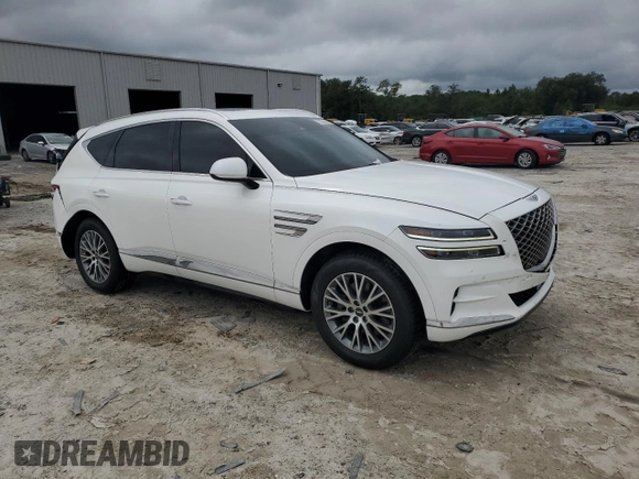 2022 Genesis GV80 with VIN KMUHB4SB6NU097950, listed as a Copart auction lot 81049344 with 63,062 mi miles and Salvage Title. Bid and sale history available at DreamBid. Image 4.