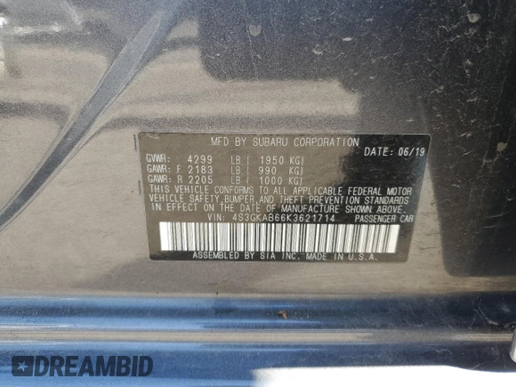 2019 Subaru Impreza with VIN 4S3GKAB66K3621714, listed as a Copart auction lot 71404284 with 33,702 mi miles and Salvage title. Bid and sale history available at DreamBid. Image 12.