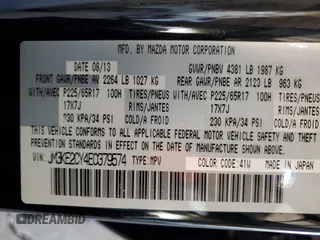 2014 Mazda CX-5 Touring with VIN JM3KE2CY4E0379574, listed as a Copart auction lot 48509655 with 178,102 mi miles and Salvage Title. Bid and sale history available at DreamBid. Image 14.