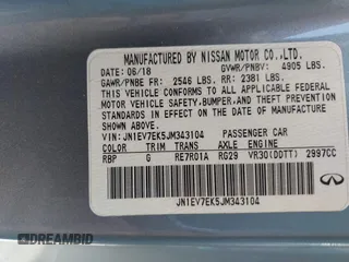 2018 Infiniti Q60 Sport with VIN JN1EV7EK5JM343104, listed as a IAAI auction lot 42492429 with 80,164 mi miles and . Bid and sale history available at DreamBid. Image 9.