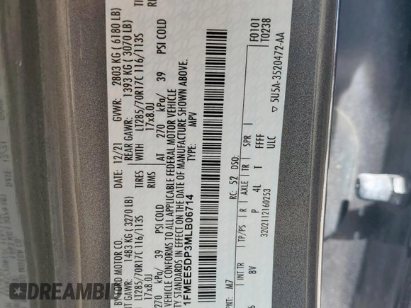 2021 Ford Bronco with VIN 1FMEE5DP3MLB06714, listed as a Copart auction lot 62336425 with 40,947 mi miles and Salvage title. Bid and sale history available at DreamBid. Image 13.