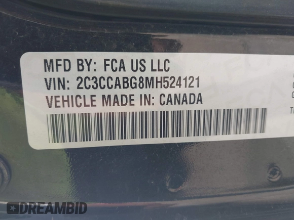 2021 Chrysler 300 with VIN 2C3CCABG8MH524121, listed as a IAAI auction lot 42119886 with 84,593 mi miles. Bid and sale history available at carsss.com. Image 9.
