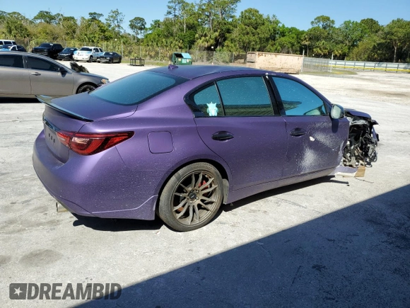 2021 Infiniti Q50 Red Sport 400 with VIN JN1FV7DR2MM880956, listed as a Copart auction lot 48795465 with 36,160 mi miles and Clean title. Bid and sale history available at DreamBid. Image 3.