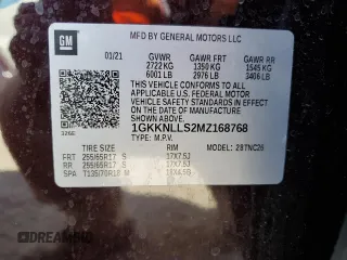 2021 GMC Acadia AT4 with VIN 1GKKNLLS2MZ168768, listed as a Copart auction lot 43810845 with 49,096 mi miles and Salvage Title. Bid and sale history available at DreamBid. Image 13.