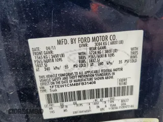 2011 Ford F-150 XL with VIN 1FTEW1CM4BFB31408, listed as a Copart auction lot 55644505 with 181,809 mi miles and Salvage title. Bid and sale history available at DreamBid. Image 12.