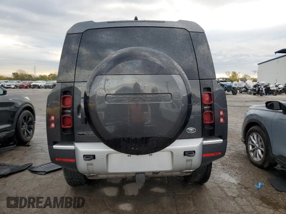 2023 Land Rover Defender with VIN SALEVFEU1P2142841, listed as a Copart auction lot 77387354 with 21,441 mi miles and Salvage title. Bid and sale history available at DreamBid. Image 6.