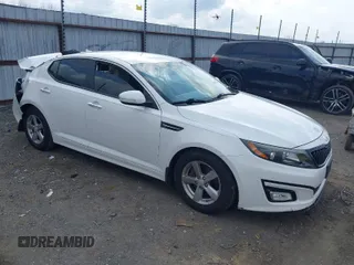 2014 Kia Optima LX with VIN 5XXGM4A71EG313635, listed as a IAAI auction lot 38894516 with 95,852 mi miles. Bid and sale history available at carsss.com. Image 1.