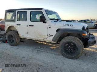 2022 Jeep Wrangler Unlimited Willys Sport with VIN 1C4HJXDM7NW145806, listed as a Copart auction lot 46851705 with 28,357 mi miles and Salvage Title. Bid and sale history available at DreamBid. Image 4.