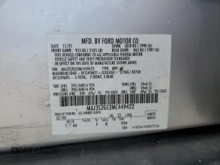 2021 Ford EcoSport SE with VIN MAJ3S2GE2MC449422, listed as a Copart auction lot 54005365 with 41,980 mi miles and Salvage Title. Bid and sale history available at DreamBid. Image 14.