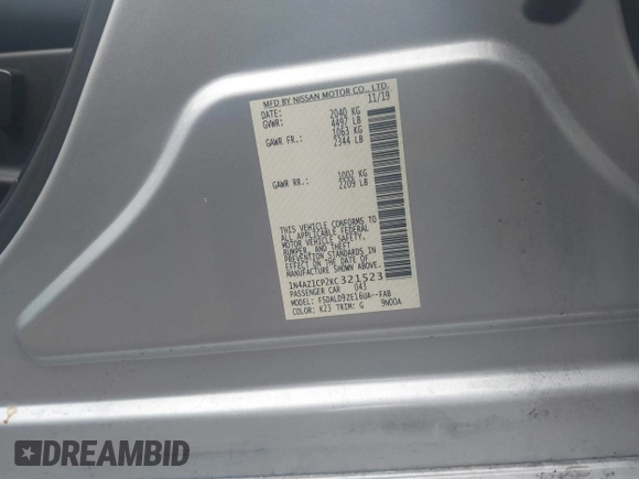 2019 Nissan LEAF SV z VIN 1N4AZ1CP2KC321523, wystawiony jako IAAI lot #41457178 z przebiegiem 28 146 mil mil oraz . Historia ofert i sprzedaży dostępna na DreamBid. Obrazek 9.