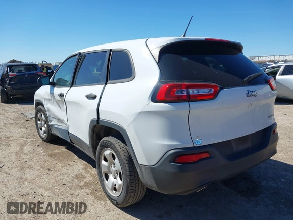 2017 Jeep Cherokee Sport with VIN 1C4PJLAB7HW654385, listed as a IAAI auction lot 41722028 with 91,033 mi miles. Bid and sale history available at carsss.com. Image 3.