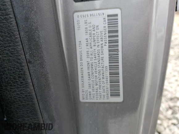 2004 Volkswagen GTI 1.8T z VIN 9BWDE61J944011399, wystawiony jako Copart lot #57156615 z przebiegiem 168 073 mil mil oraz Szkoda całkowita • Salvage title. Historia ofert i sprzedaży dostępna na DreamBid. Obrazek 12.