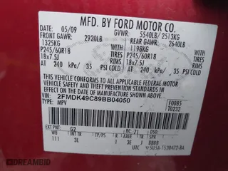 2009 Ford Edge Limited with VIN 2FMDK49C89BB04050, listed as a IAAI auction lot 41785246 with 1 mi miles. Bid and sale history available at carsss.com. Image 9.
