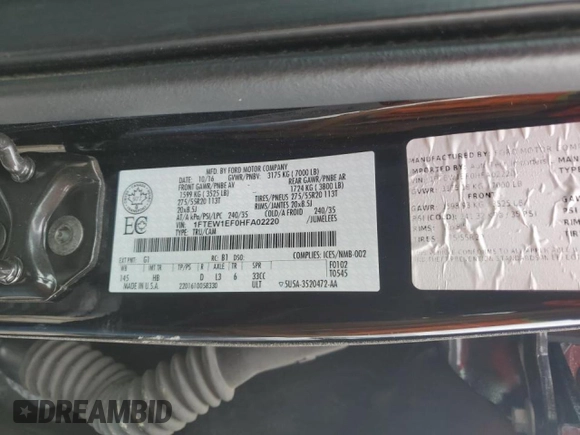 2017 Ford F-150 XL with VIN 1FTEW1EF0HFA02220, listed as a Copart auction lot 47281995 with 89,701 mi miles and Non repairable. Bid and sale history available at DreamBid. Image 13.