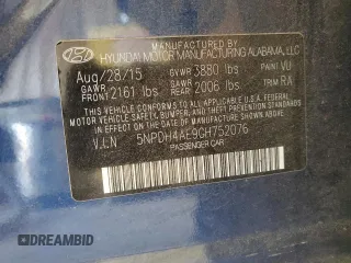 2016 Hyundai Elantra SE with VIN 5NPDH4AE9GH752076, listed as a Copart auction lot 86973604 with 115,268 mi miles and Clean Title. Bid and sale history available at DreamBid. Image 12.