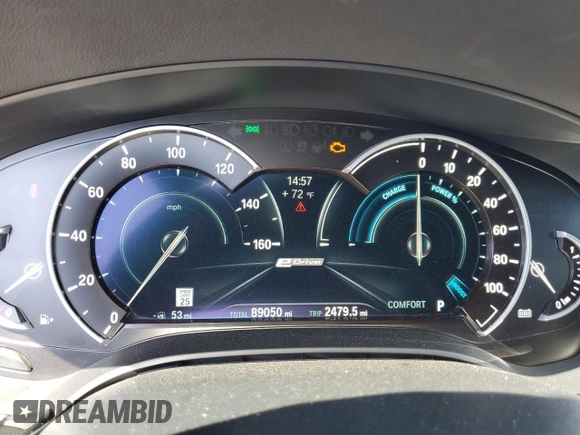 2018 BMW 5 Series 530e with VIN WBAJA9C50JB252458, listed as a Copart auction lot 58697585 with 89,050 mi miles and Salvage title. Bid and sale history available at DreamBid. Image 9.