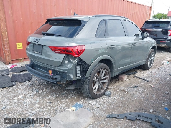 2023 Audi Q3 S line Premium with VIN WA1DECF34P1150360, listed as a IAAI auction lot 42694889 with 19,489 mi miles and . Bid and sale history available at DreamBid. Image 4.