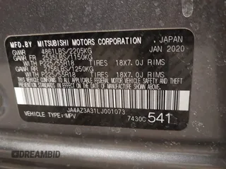 2020 Mitsubishi Outlander ES with VIN JA4AZ3A31LJ001073, listed as a IAAI auction lot 41618558 with 18,522 mi miles and . Bid and sale history available at DreamBid. Image 9.