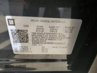 2021 Chevrolet Traverse LT Cloth z VIN 1GNERGKW2MJ122517, wystawiony jako Copart lot #48918465 z przebiegiem 36 888 mil mil oraz Szkoda całkowita • Salvage title. Historia ofert i sprzedaży dostępna na DreamBid. Obrazek 13.