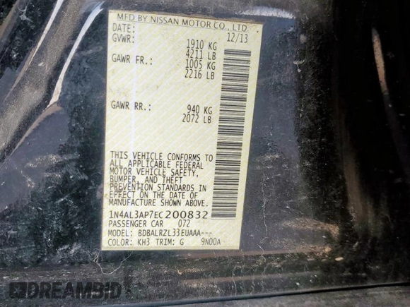 2014 Nissan Altima 2.5 with VIN 1N4AL3AP7EC200832, listed as a Copart auction lot 53495875 with 214,422 mi miles and Clean Title. Bid and sale history available at DreamBid. Image 12.
