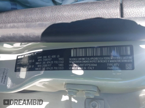 2015 Jeep Renegade Latitude with VIN ZACCJBBT3FPB39944, listed as a IAAI auction lot 41626054 with 115,802 mi miles and . Bid and sale history available at DreamBid. Image 9.