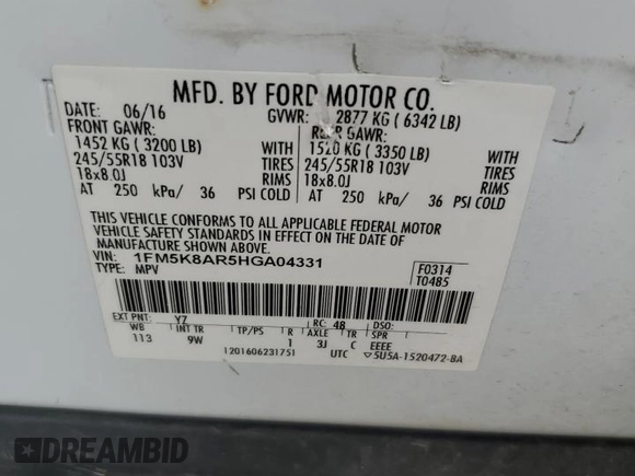 2017 Ford Police Interceptor Utility z VIN 1FM5K8AR5HGA04331, wystawiony jako Copart lot #62316455 z przebiegiem Nie podano mil oraz Czysty tytuł • Clean title. Historia ofert i sprzedaży dostępna na DreamBid. Obrazek 13.
