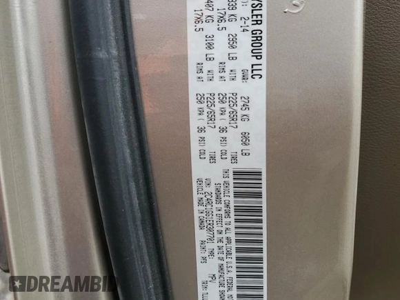 2014 Chrysler Town & Country Limited with VIN 2C4RC1GG1ER307701, listed as a Copart auction lot 48158254 with 187,162 mi miles and Salvage Title. Bid and sale history available at DreamBid. Image 14.
