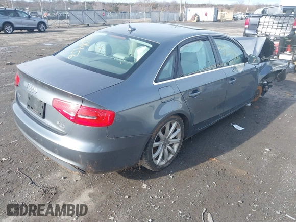 2013 Audi A4 Premium Plus with VIN WAUFFAFL5DN041228, listed as a IAAI auction lot 41128456 with 134,626 mi miles. Bid and sale history available at carsss.com. Image 4.