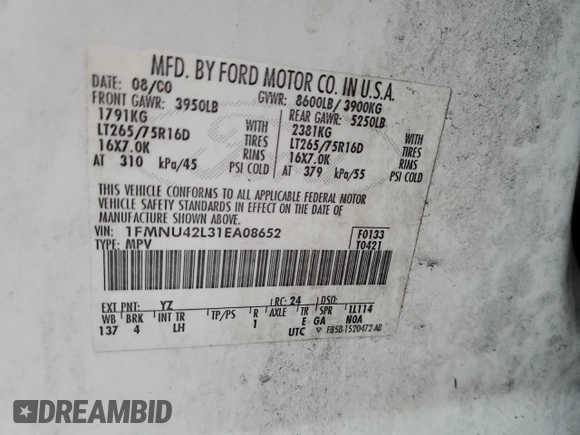 2001 Ford Excursion Limited z VIN 1FMNU42L31EA08652, wystawiony jako Copart lot #75287504 z przebiegiem 474 232 mil mil oraz Szkoda całkowita • Salvage title. Historia ofert i sprzedaży dostępna na DreamBid. Obrazek 13.