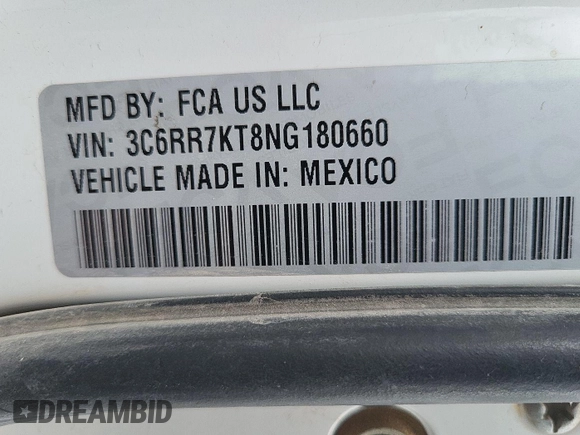 2022 Ram 1500 Tradesman с VIN 3C6RR7KT8NG180660, выставлен на аукционе IAAI как лот 42782005 с пробегом 69 552 миль миль и . История ставок и продаж доступна на DreamBid. Изображение 2.