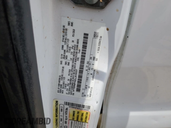 2020 Ford Ranger XL with VIN 1FTER4FH2LLA10337, listed as a Copart auction lot 59125795 with Not provided miles and Salvage title. Bid and sale history available at DreamBid. Image 12.