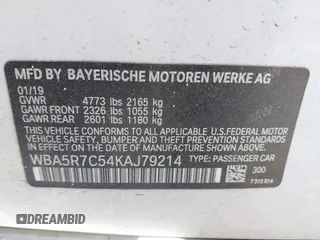 2019 BMW 3 Series 330i xDrive with VIN WBA5R7C54KAJ79214, listed as a IAAI auction lot 42001361 with 103,265 mi miles. Bid and sale history available at carsss.com. Image 9.