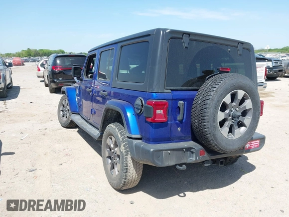 2018 Jeep Wrangler Unlimited Sahara z VIN 1C4HJXEN4JW321227, wystawiony jako IAAI lot #42002735 z przebiegiem 114 293 mil mil oraz . Historia ofert i sprzedaży dostępna na DreamBid. Obrazek 3.