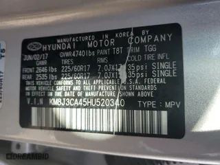 2017 Hyundai Tucson SE with VIN KM8J3CA45HU520340, listed as a Copart auction lot 83582394 with 95,489 mi miles and Salvage Title. Bid and sale history available at carsss.com. Image 13.