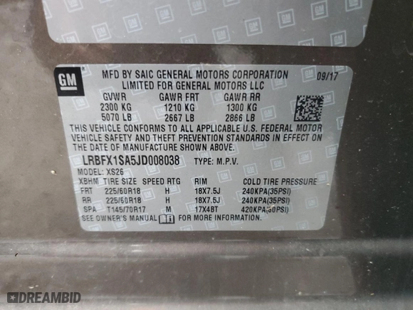 2018 Buick Envision Essence with VIN LRBFX1SA5JD008038, listed as a Copart auction lot 87330774 with 44,463 mi miles and Salvage Title. Bid and sale history available at carsss.com. Image 13.