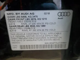 2018 Audi Q5 Premium with VIN WA1ANAFY0J2130983, listed as a Copart auction lot 43253715 with 58,158 mi miles and Clean Title. Bid and sale history available at carsss.com. Image 13.