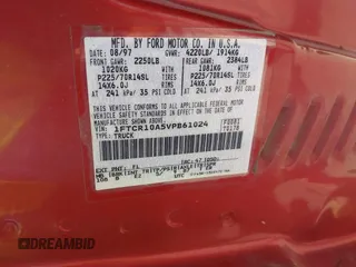1997 Ford Ranger XLT with VIN 1FTCR10A5VPB61024, listed as a IAAI auction lot 41665439 with 167,187 mi miles. Bid and sale history available at carsss.com. Image 9.