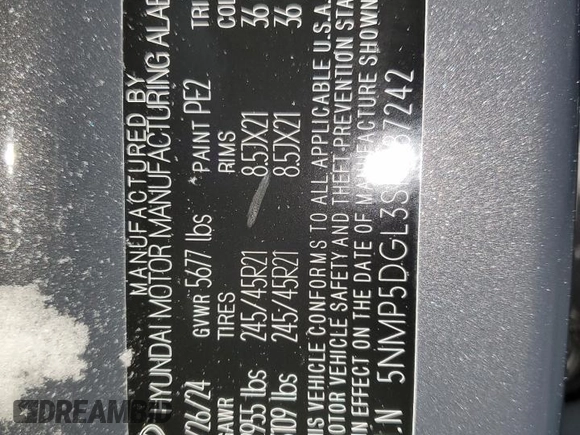 2025 Hyundai Santa Fe Calligraphy z VIN 5NMP5DGL3SH087242, wystawiony jako Copart lot #89018715 z przebiegiem 2 437 mil mil oraz Szkoda całkowita • Salvage title. Historia ofert i sprzedaży dostępna na DreamBid. Obrazek 14.