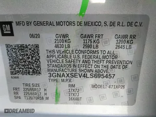 2020 Chevrolet Equinox LS with VIN 3GNAXSEV4LS695457, listed as a IAAI auction lot 38508738 with 24,916 mi miles. Bid and sale history available at carsss.com. Image 9.