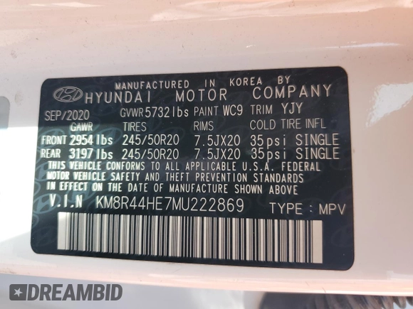 2021 Hyundai Palisade SEL z VIN KM8R44HE7MU222869, wystawiony jako Copart lot #58271175 z przebiegiem 84 943 mil mil oraz Szkoda całkowita • Salvage title. Historia ofert i sprzedaży dostępna na DreamBid. Obrazek 13.