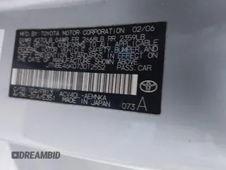 2007 Toyota Camry CE with VIN JTNBE46K073012552, listed as a IAAI auction lot 41947268 with Not Provided miles and . Bid and sale history available at carsss.com. Image 9.