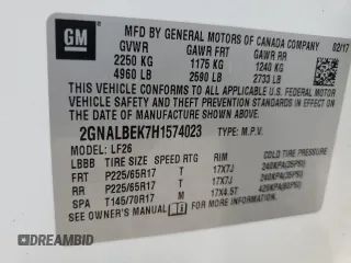 2017 Chevrolet Equinox LS z VIN 2GNALBEK7H1574023, wystawiony jako Copart lot #56935715 z przebiegiem 92 210 mil mil oraz Szkoda całkowita • Salvage title. Historia ofert i sprzedaży dostępna na DreamBid. Obrazek 13.