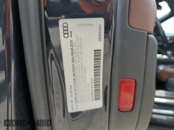2018 Audi A5 Sportback Premium Plus with VIN WAUENCF57JA131012, listed as a Copart auction lot 58140183 with 59,476 mi miles. Bid and sale history available at carsss.com. Image 12.
