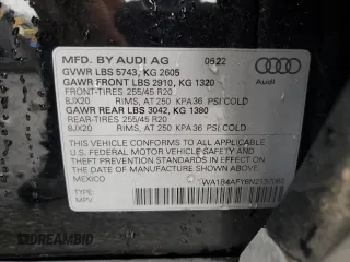 2022 Audi SQ5 Premium Plus with VIN WA1B4AFY6N2137062, listed as a Copart auction lot 85131704 with 42,098 mi miles and Salvage Title. Bid and sale history available at carsss.com. Image 13.