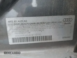2012 Audi A4 2.0T Premium Plus with VIN WAUWFAFL4CA112232, listed as a Copart auction lot 52440085 with 132,883 mi miles and Clean Title. Bid and sale history available at carsss.com. Image 12.