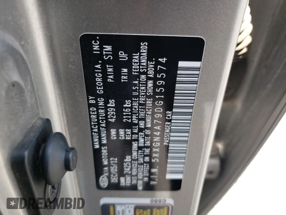 2013 Kia Optima EX with VIN 5XXGN4A79DG159574, listed as a Copart auction lot 64643025 with 130,827 mi miles and Clean title. Bid and sale history available at DreamBid. Image 12.