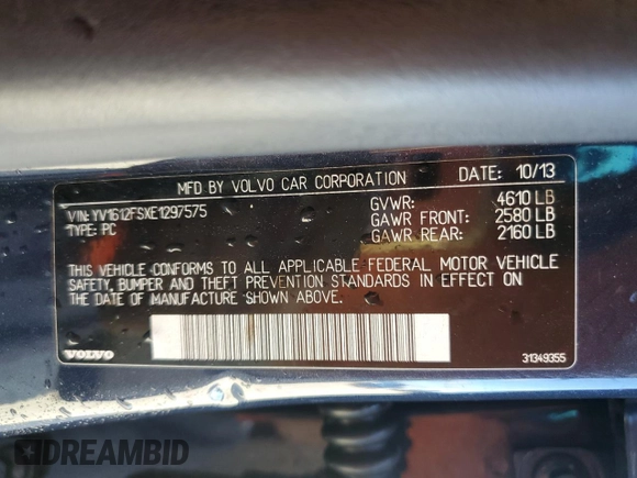 2014 Volvo S60 T5 z VIN YV1612FSXE1297575, wystawiony jako Copart lot #46664245 z przebiegiem 128 429 mil mil oraz Szkoda całkowita • Salvage title. Historia ofert i sprzedaży dostępna na DreamBid. Obrazek 12.