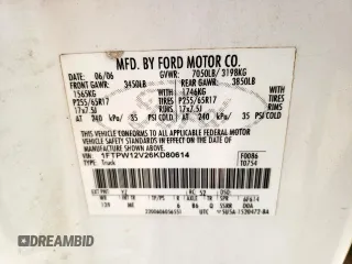 2006 Ford F-150 XLT with VIN 1FTPW12V26KD80614, listed as a Copart auction lot 58308615 with 159,508 mi miles and Salvage title. Bid and sale history available at DreamBid. Image 12.