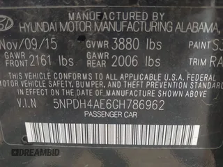 2016 Hyundai Elantra SE with VIN 5NPDH4AE6GH786962, listed as a IAAI auction lot 42636908 with 158,840 mi miles and . Bid and sale history available at DreamBid. Image 9.